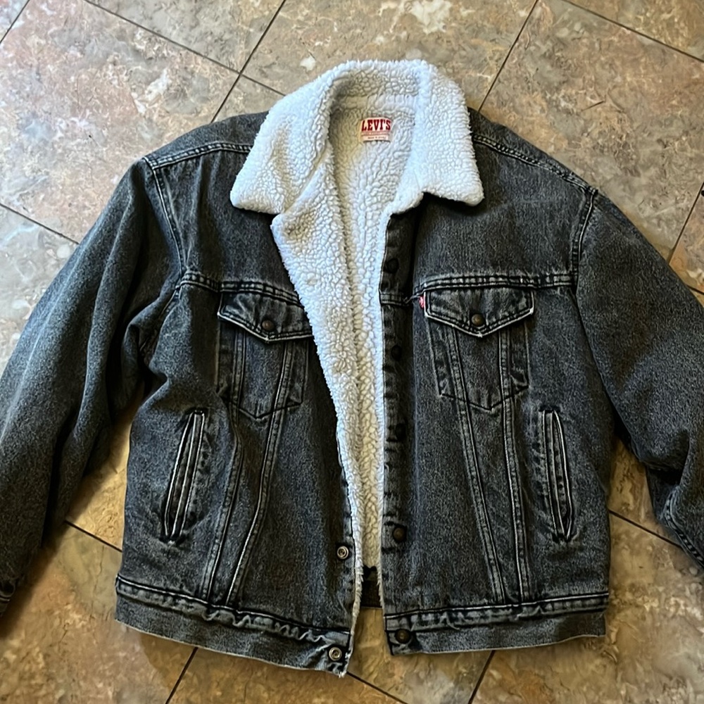 Vtg 80s USA Levis Sherpa Jean Jacket Mens Large